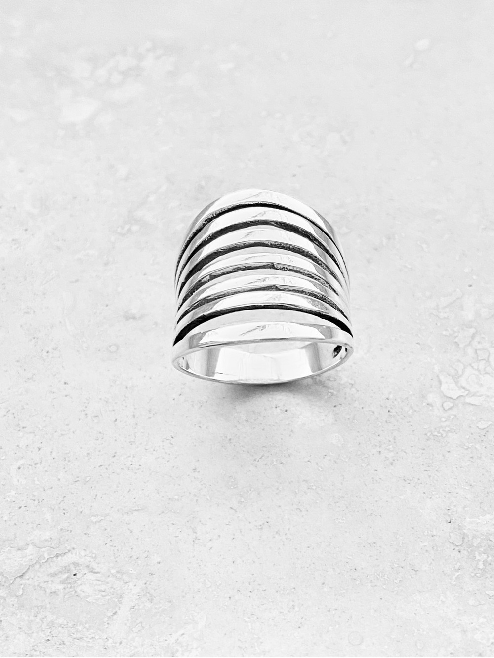 Sterling Silver Multiple Lines Band Ring, Statement Boho Silver Rings - Picture 5 of 11
